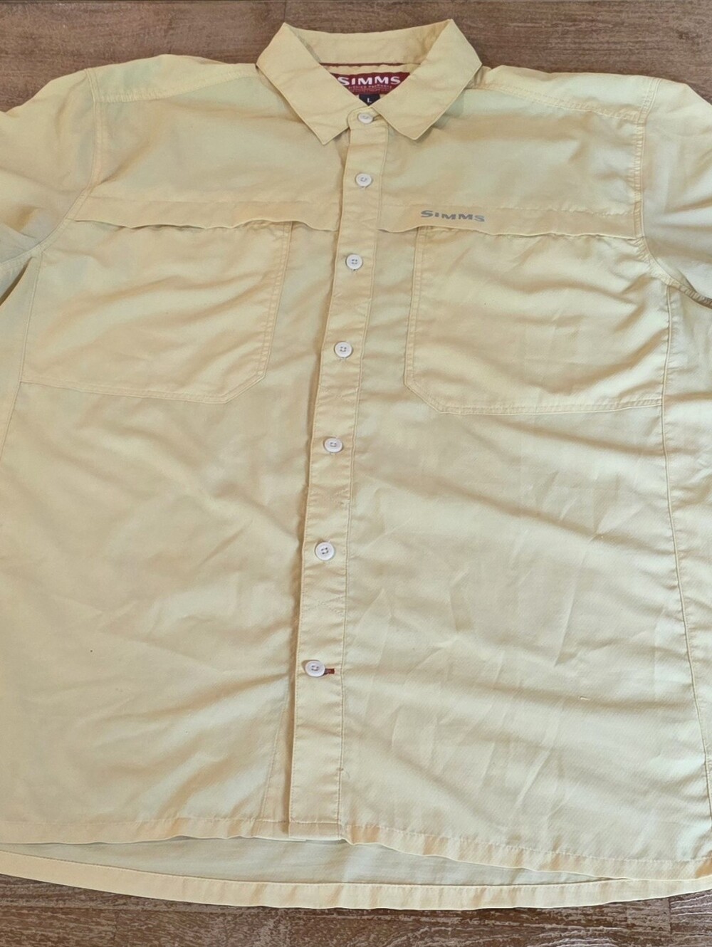 Mens Simms Light Yellow Short-Sleeve Casual Button-Down Shirt